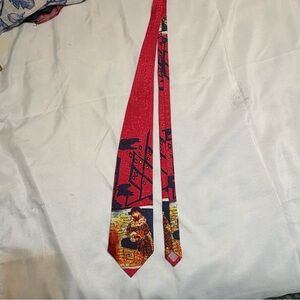 Men’s Picasso Vintage Art Silk Necktie Red and Black With Abstract Figures Tie
